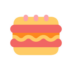 Stylized flat design icon of a sandwich on black