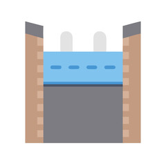 Flat Vector Icon Illustration of a Dam Structure