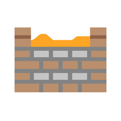 Graphic wall illustration with layered brick and paint filling