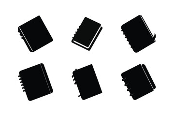 notebook black silhouette illustration.