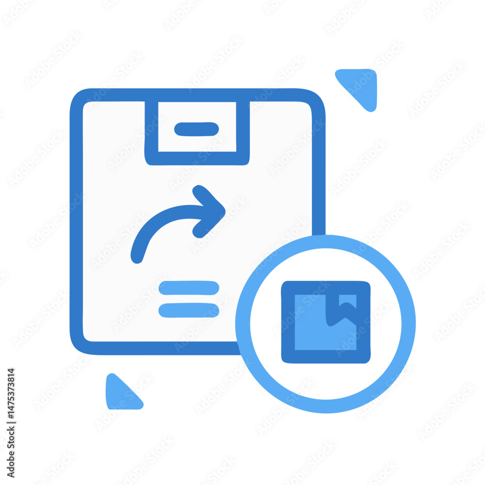 Poster return delivery concept image with packaging and circular arrow