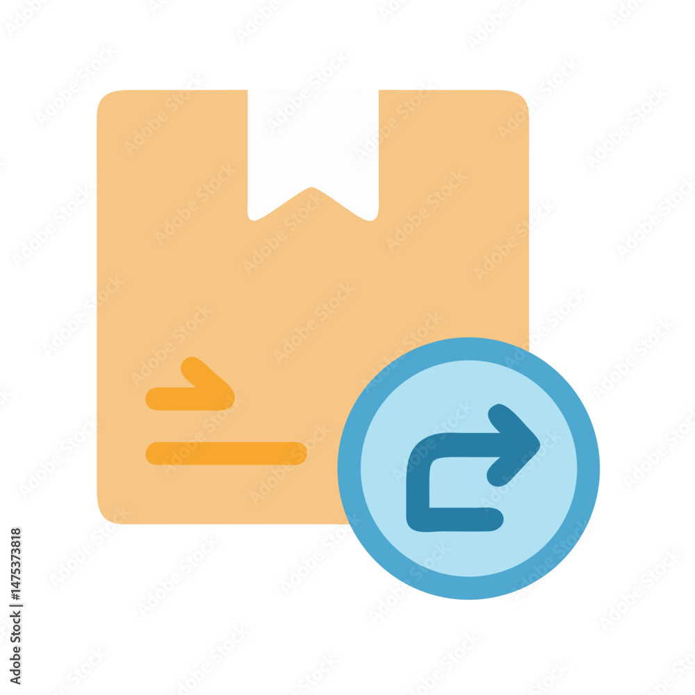 Poster return package delivery box with arrow icon concept