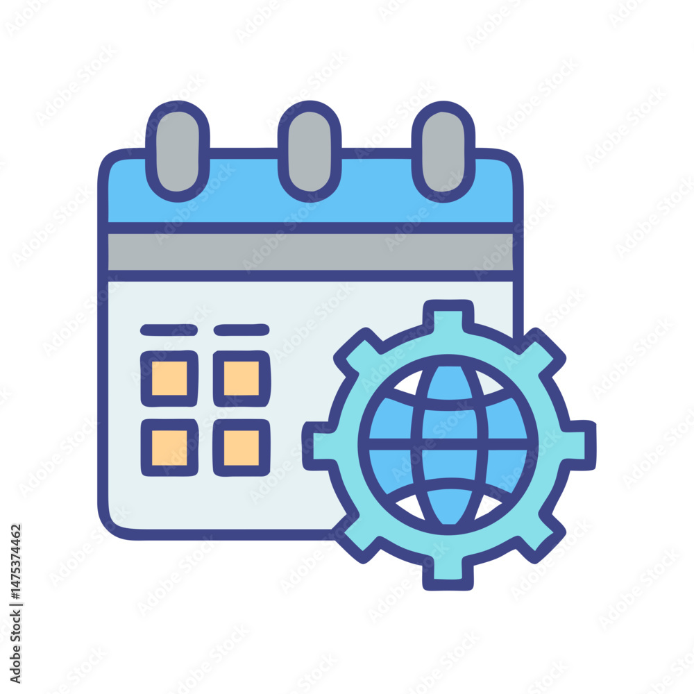 Poster scheduling global events illustration in flat vector style