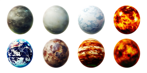 planets isolated on white background PNG