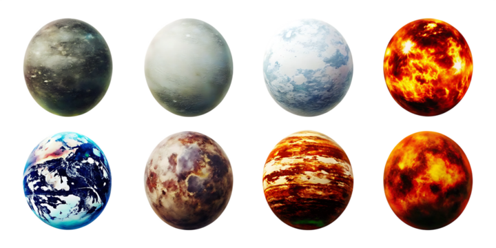 planets isolated on white background PNG
