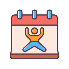 Calendar icon with jumping figure celebrating an important event