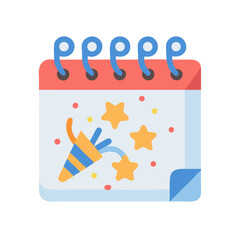 Calendar with celebration confetti and stars for event reminders