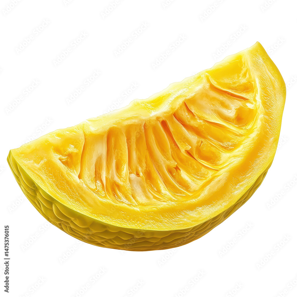 Poster fresh jackfruit slice on transparent background showcasing its vibrant color and unique texture, jac