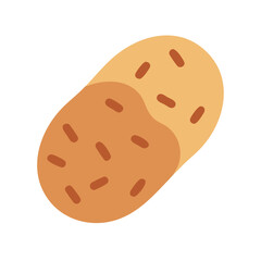 Stylized potato illustration on black background in flat design