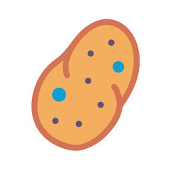 Simple graphic of a potato with colored dots isolated
