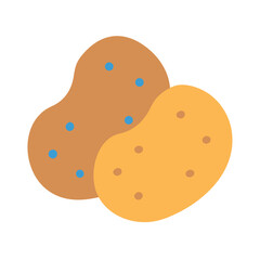 Two stylized potatoes intersecting on black background for graphic design