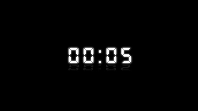 Countdown Digital Clock Animation 10 to 0 second Countdown digital clock timer icon, count digit, Modern countdown clock with black background .