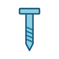 Light blue screw isolated on White Background illustration design