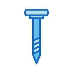 Blue metallic screw on a White Background graphic illustration