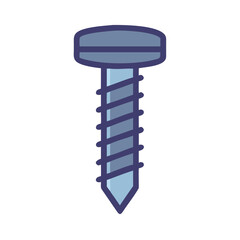 Blue cartoon screw on White Background digital illustration