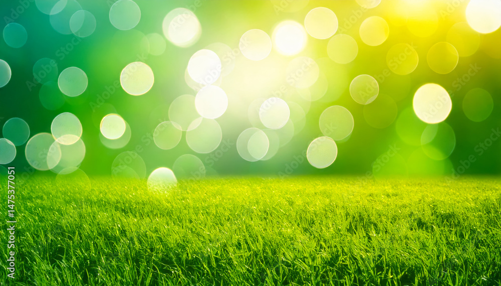 Aufkleber lush green grass under bright sunlight with a soft blurred background creating a serene atmosphere