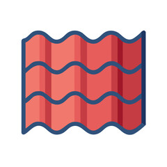 Red Tile Roof Icon with Wavy Edges on White