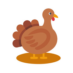 Isolated cartoon turkey illustration in flat design style