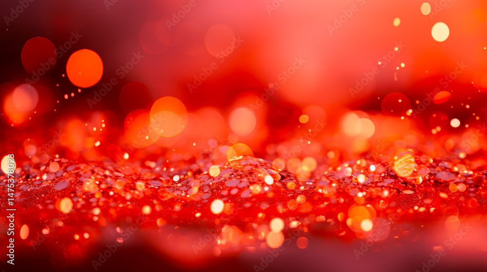 Poster sparkling droplets on a surface create a mesmerizing effect in soft light during early morning hours
