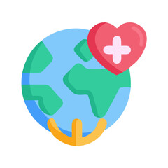 World health awareness icon with heart and globe image