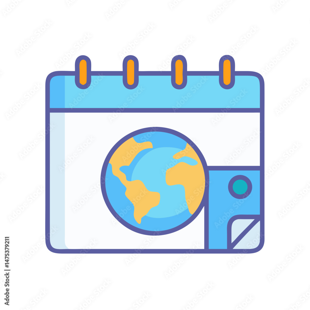 Poster global events calendar icon representing international dates schedule events