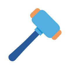 Blue mallet with orange striking pads on White Background