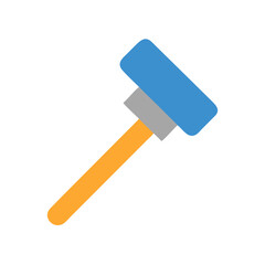 Stylized Hammer Tool with Orange Handle on White Background