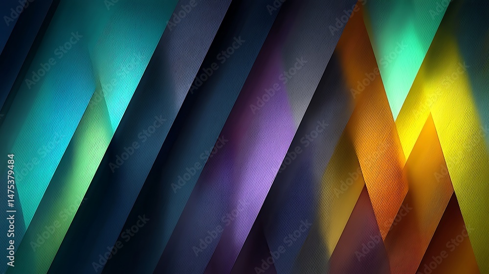 Poster colorful diagonal bands with varied textures create a geometric abstract background effect