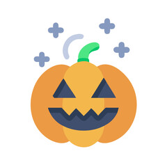 Cartoon Halloween pumpkin illustration with magical light effects