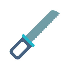 Isolated blue cartoon hand saw against a White Background