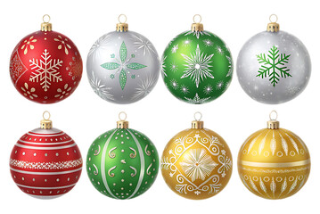 set of christmas balls isolated on transparent background