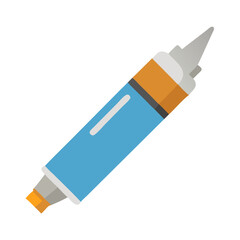 Blue marker illustration with flat design on White Background
