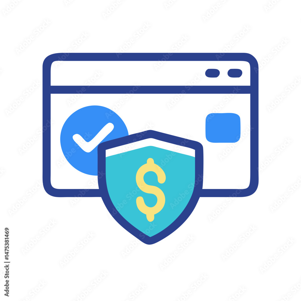 Poster web application security shield with money symbol icon flat