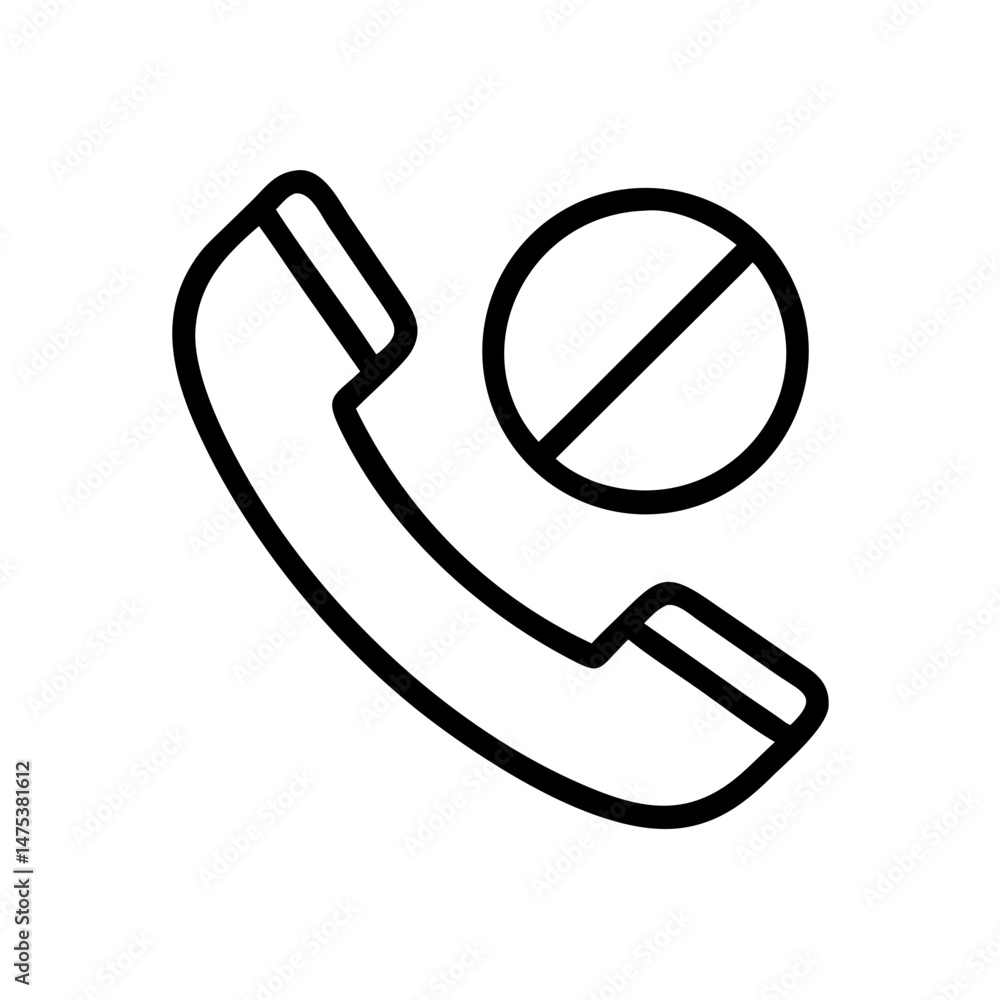 Aufkleber outline of a phone receiver with a circle and diagonal line indicating a blocked or restricted conne