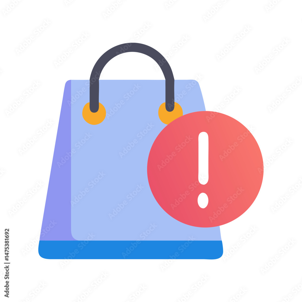 Poster shopping bag with exclamation mark showing an error message