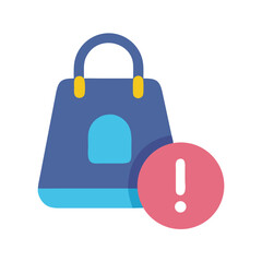 Shopping bag with warning sign on a White Background