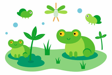 Fototapeta premium set of cartoon frogs