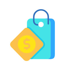 Flat design shopping bag with dollar sign price tag