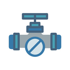 Isolated water valve with prohibition sign flat style illustration