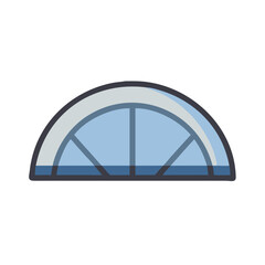 Window icon semisphere shape in light blue tones isolated