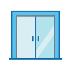 Minimalist vector illustration of closed glass double doors