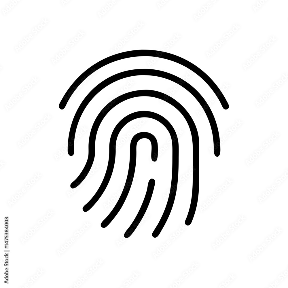 Poster Simple representation of a fingerprint pattern with curved lines on a white background image design