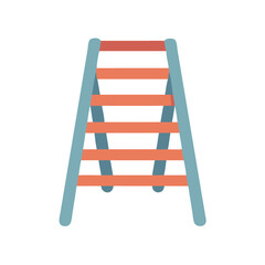 Isolated cartoon ladder graphic with orange rungs on White