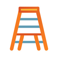 Minimalist ladder illustration with bright colors on White Background