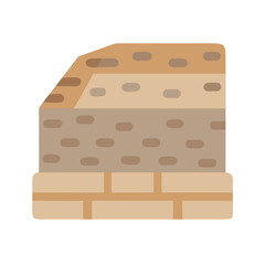 Layered Earth and Brick Foundation in Flat Vector Style