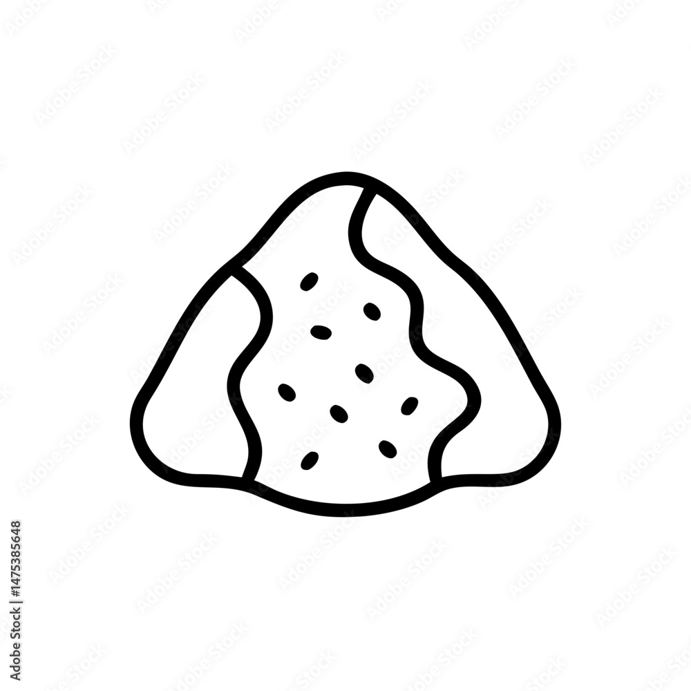 Poster outline drawing of a triangular shaped object with spots and wavy lines on a white background image