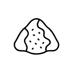 Outline drawing of a triangular shaped object with spots and wavy lines on a white background image