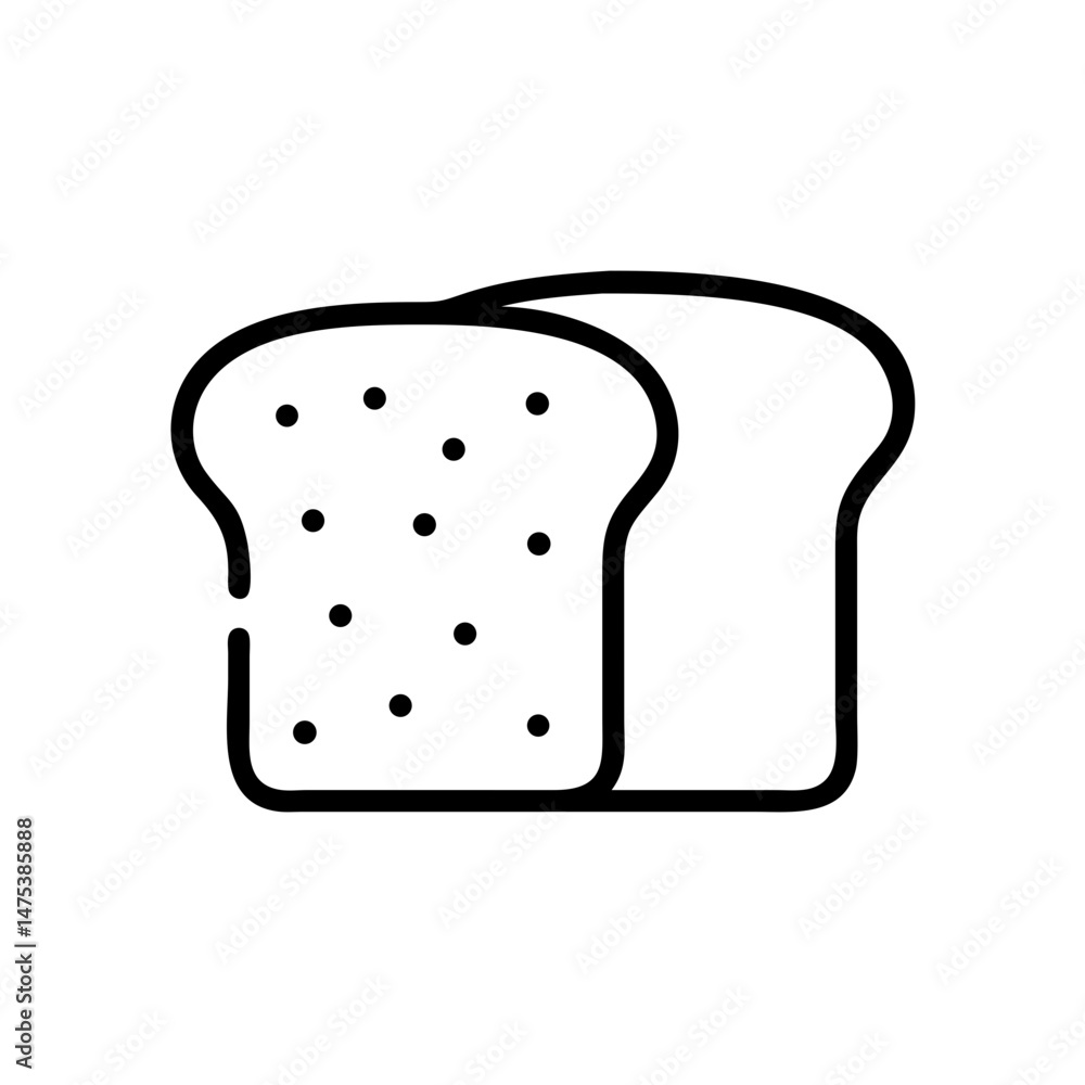 Poster two slices of toast depicted with a simple line drawing on a white plain background design element