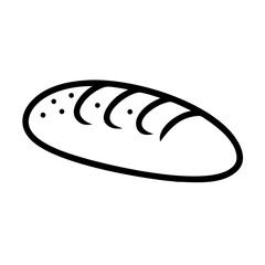 Simple graphic rendering of a loaf of bread with visible scoring and small dots on the crust