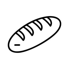 A simple graphic of a loaf of baked bread with visible scoring marks along the top surface area here